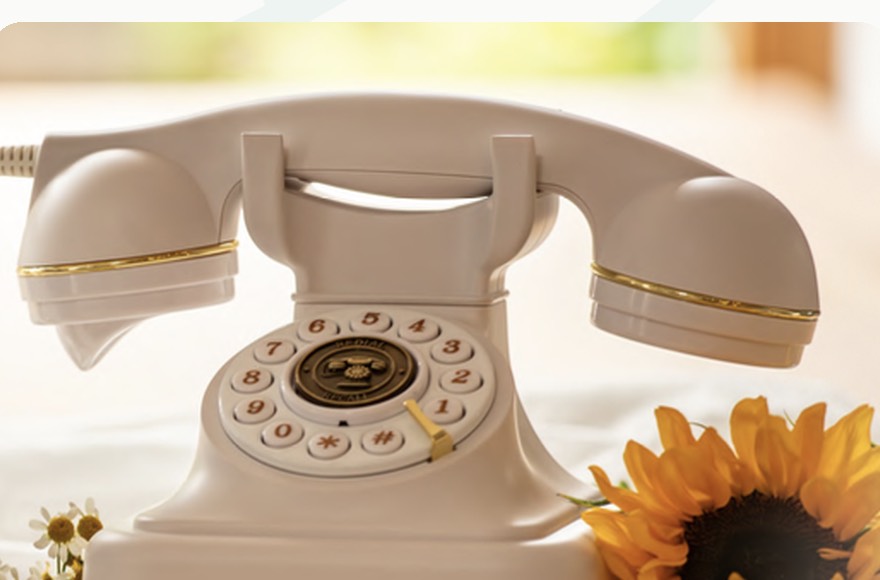 Audio-Gästebuch: Retro-Telefon mit Blumendeko